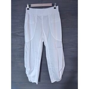 Pure Amici Woven‎ Cotton Blend White Pants Barrel Balloon Taper Size Small